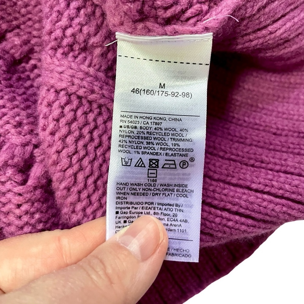 NWT Banana Republic Purple Cable Knit Wool Blend Mock Neck Sweater - Picture 4 of 5